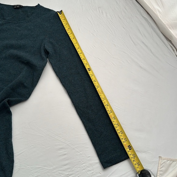 Theory green multicolor crew neck cashmere fitted sweater dress M - Picture 6 of 11